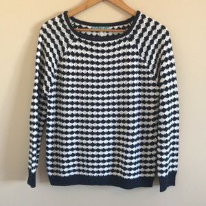 Dina Be | Navy & White Knit Pullover Sweater